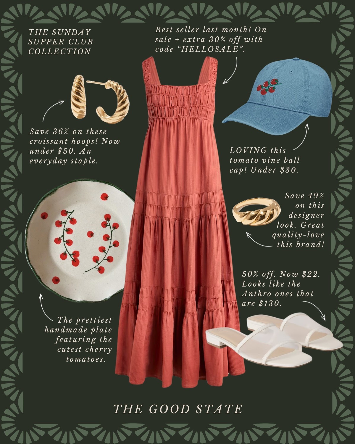 The Sunday Supper Club🍅 To the ladies who find beauty in the fragrance of fresh basil, the crunch of homemade bread and the vibrant colors of ingredients spread across the counter. For those who come alive the longer they linger around a candle-lit table with loved ones. For the ladies who are looking for a reason to set a pretty table and *finallllly* wear their new Spring dress. This collection is for you🤍

The good state, Lauren England, dinner party, hosting, under $50, Anthro, Anthropologie, dolce vita, spring fashion, spring ootd, maxi dress, Abercrombie and Fitch, wedding guest dress, empire waist dress, white dress. J crew, j crew factory, pretty, spring fashion, vacation outfit, ootd, sandals, tuckernuck, Easter outfit, kitchen, entertaining, home decor, Amazon home, Amazon finds, stripe dress, masters outfit, green dress, blue dress, McGee and co, shea McGee, quince 

#LTKFindsUnder50 #LTKSaleAlert #LTKStyleTip