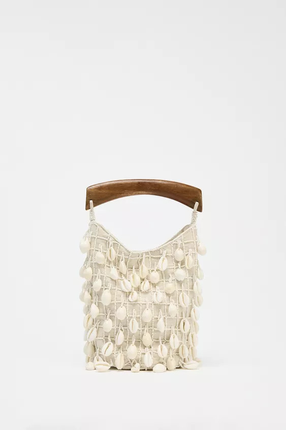 BEADED FABRIC BUCKET BAG | Zara US