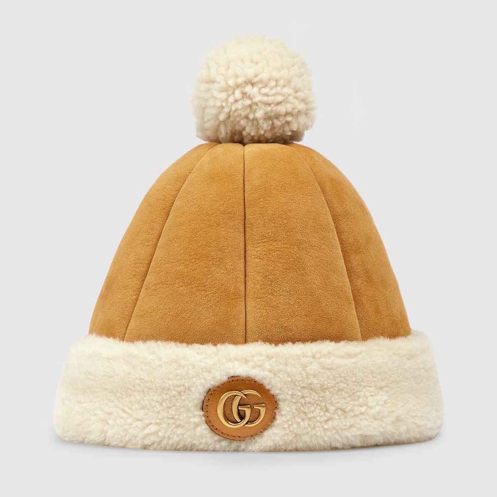 Suede hat with shearling trim | Gucci (US)