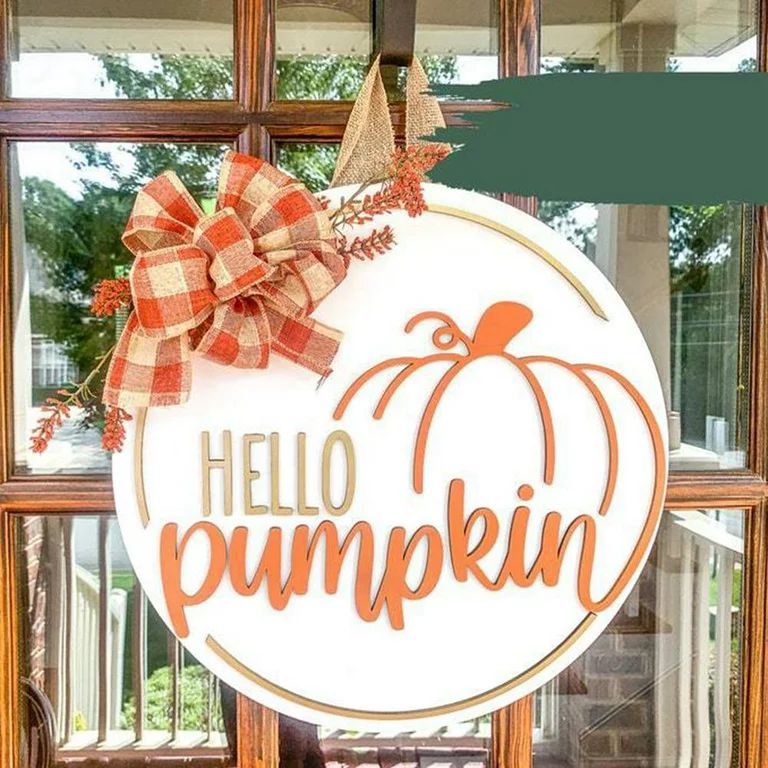 Fall Decor - Fall Wreath for Front Door - Happy Fall Door Hanger - Farmhouse Pumpkin Door Hanger ... | Walmart (US)