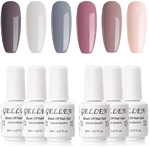 Gellen Gel Nail Polish Kit - Nude Grays 6 Colors Nail Polish, Popular Nail Art Design,Home Gel Ma... | Amazon (CA)