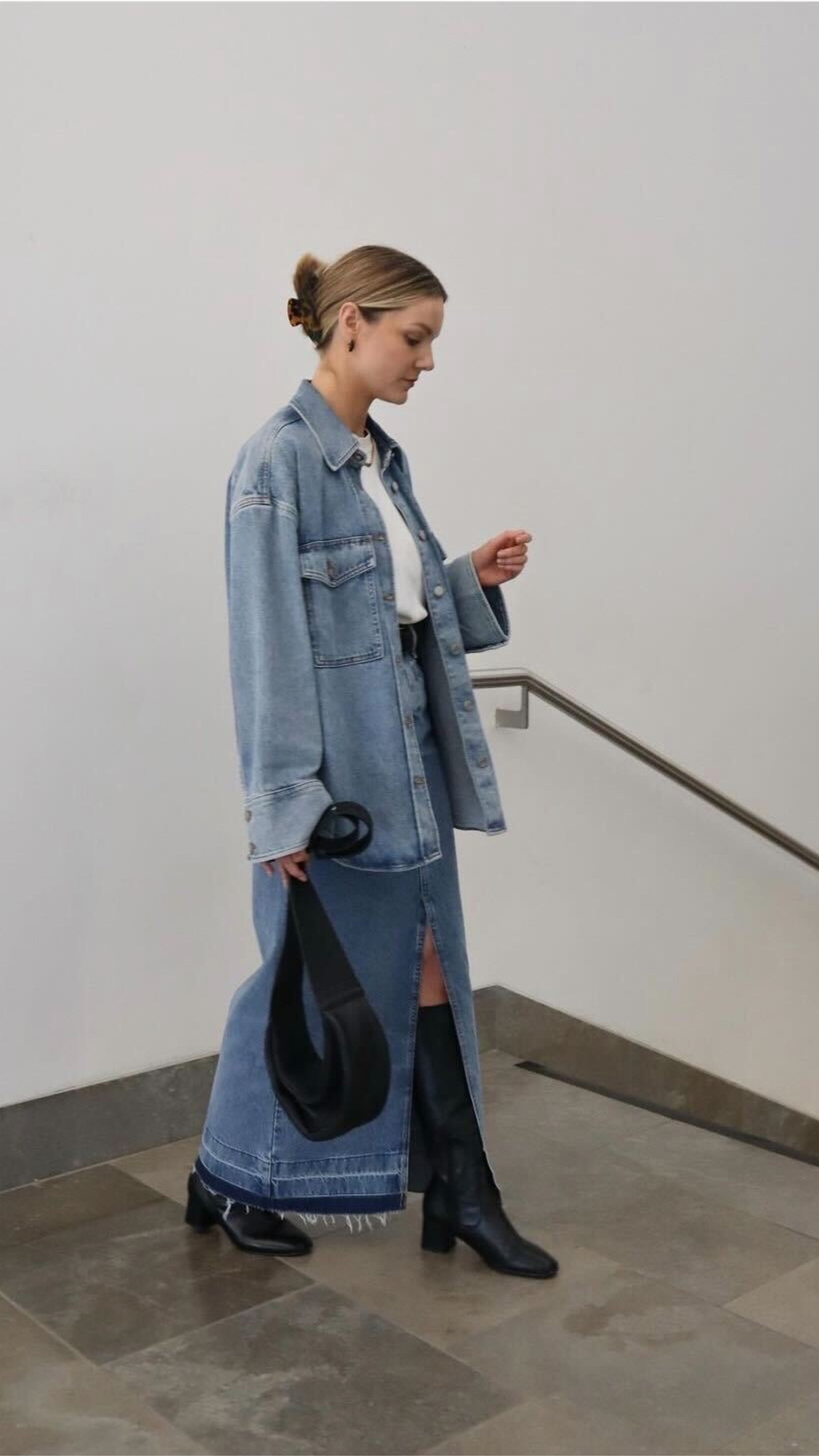 Denim outfit, white t-shirt, long skirt, black boots, Mango, Arket, Cos, daily inspo

#LTKeurope #LTKstyletip #LTKSeasonal