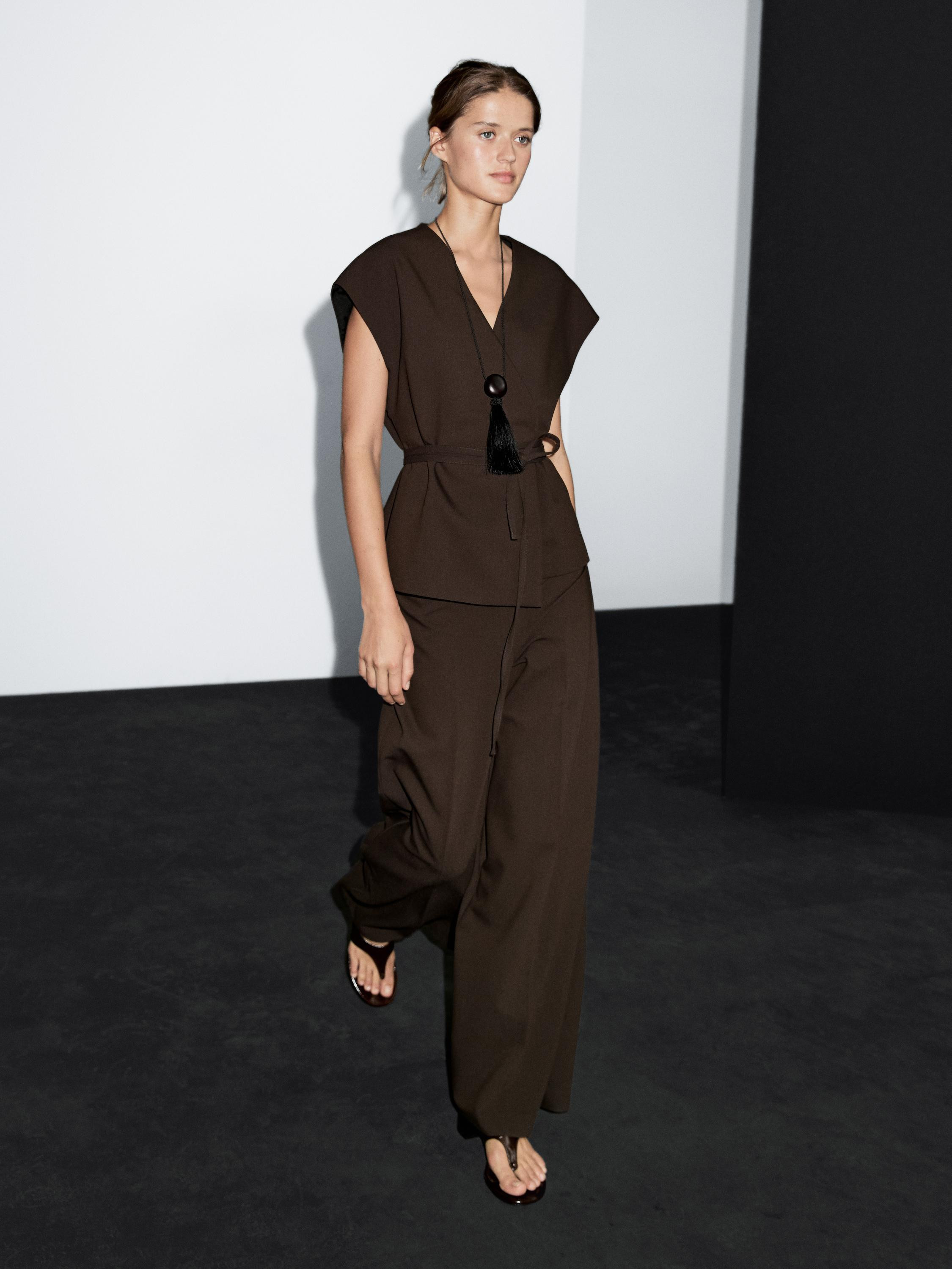 Crossover kimono with ties | Massimo Dutti UK