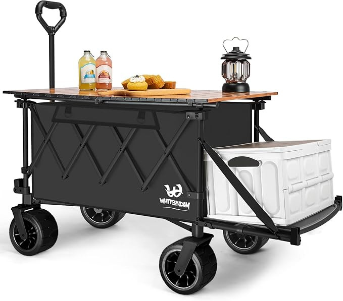 Collapsible Wagon with Tailgate and Big Wheel,Heavy Duty Utility Folding Wagons for Beach Camping... | Amazon (US)