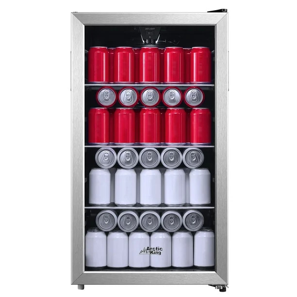 Arctic King 115-Can Beverage Fridge & Cooler, Stainless Steel Look - Walmart.com | Walmart (US)
