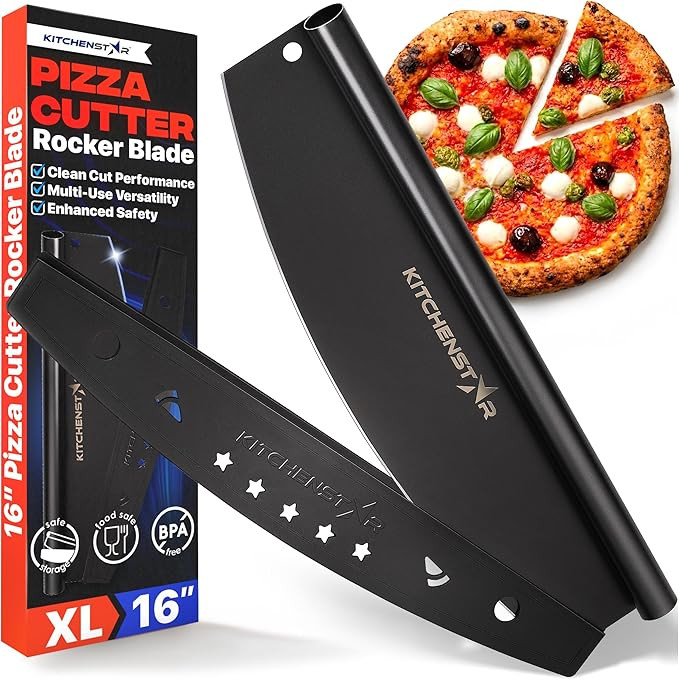 KitchenStar 16-Inch Pizza Cutter Rocker Blade - Sharp Stainless Steel Slicer Knife, Protective Co... | Amazon (US)