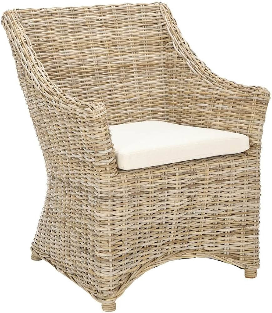 Safavieh Home Collection Ventura Brown and White Washed Arm Chair | Amazon (US)