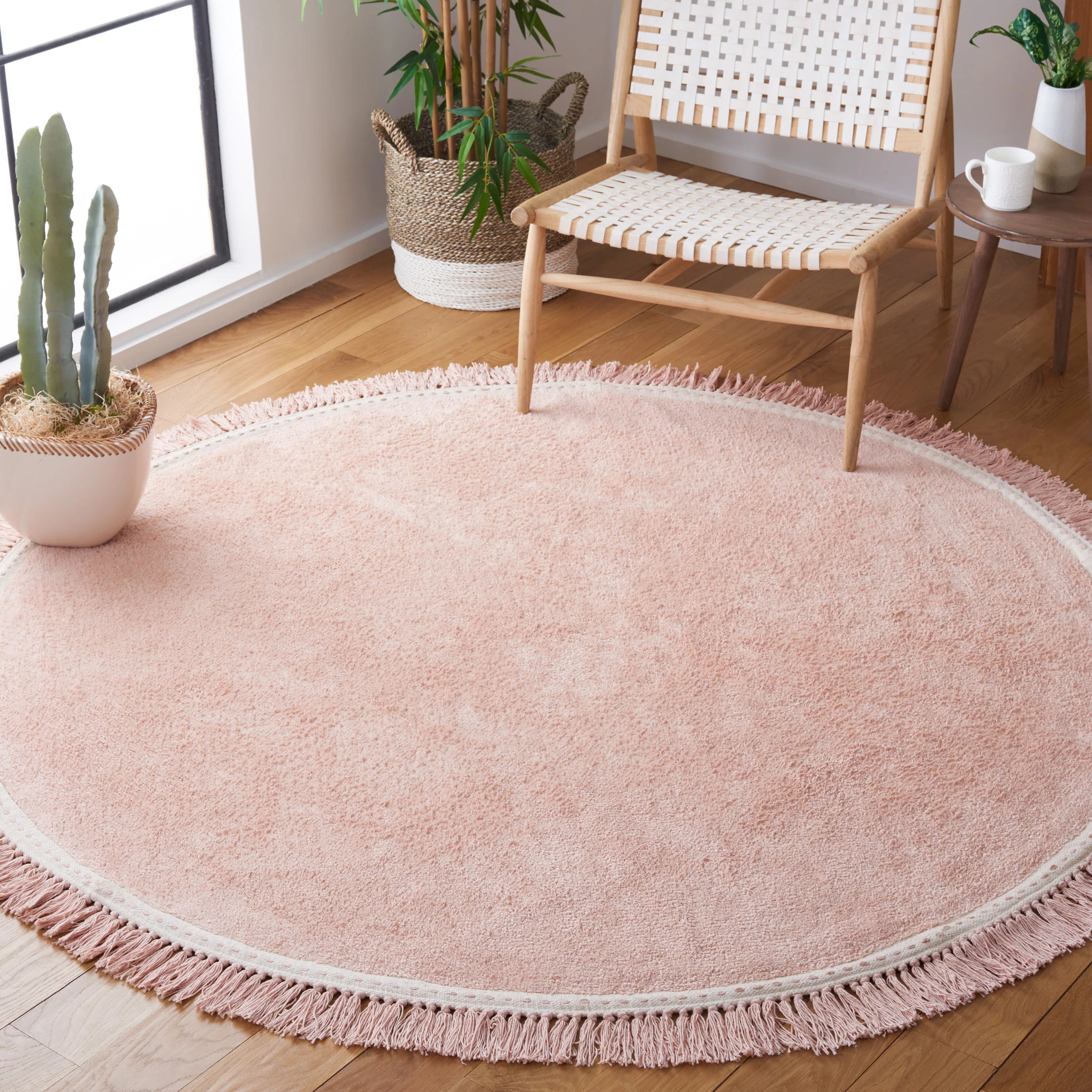 Hardrigg Handwoven Cotton Area Rug in Pink/Ivory | Wayfair North America