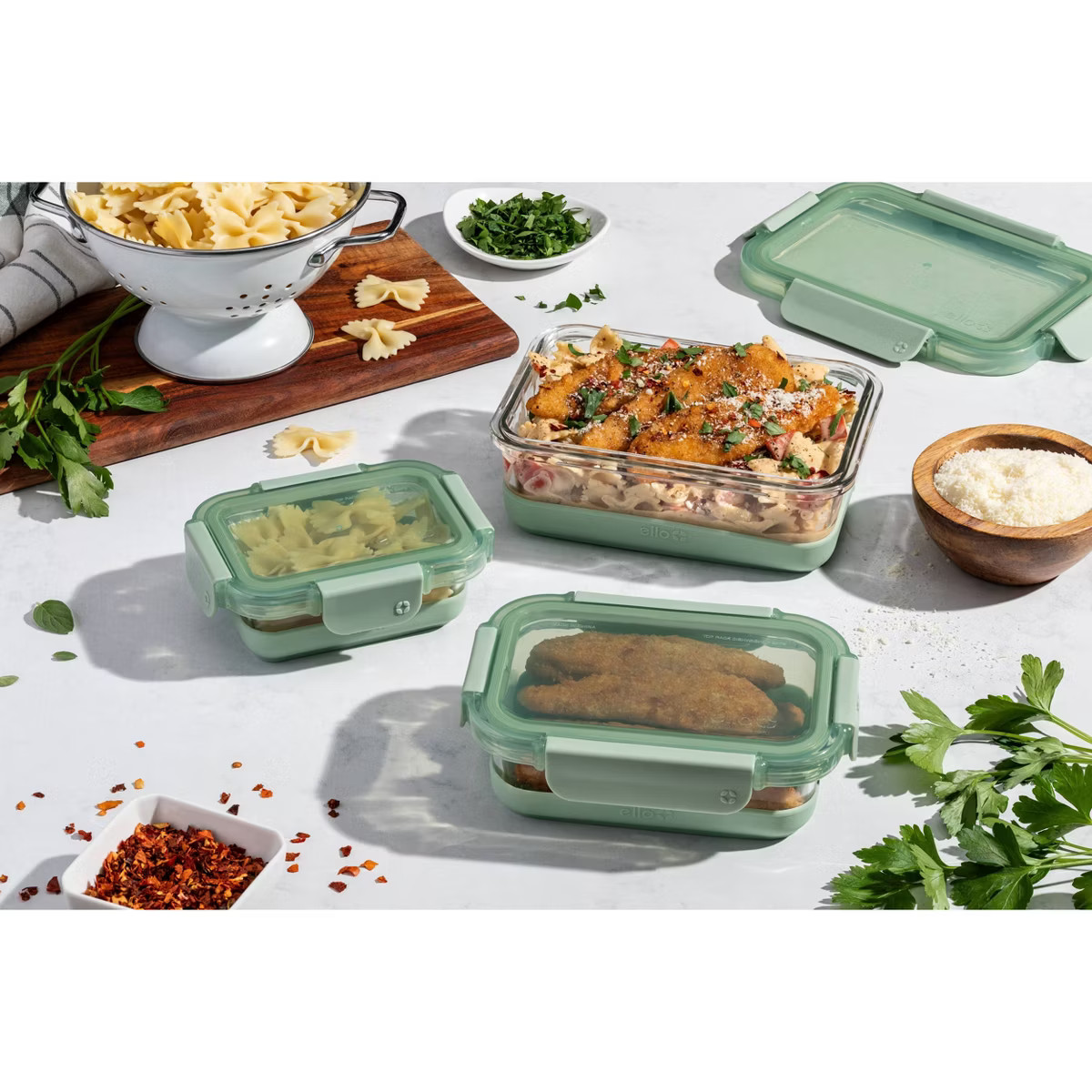 Ello 6pc Glass Refresh Mixed Food Storage Set Green: Oven & Microwave Safe, Dishwasher Safe, Life... | Target