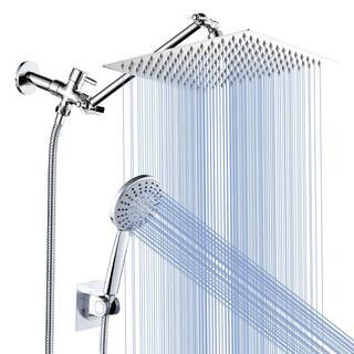 Rainfull 5-Spray Patterns 8 in. Wall Mount Dual Shower Heads and Handheld Shower Head in Chrome | The Home Depot