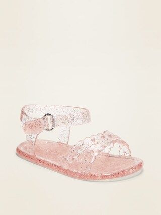 Scalloped Cross-Strap Glitter Jelly Sandals for Baby | Old Navy (US)