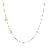 14k Sideways Initial Gold Necklace w Solitaire Diamond, Custom Multiple Letter Necklace, Personalize | Amazon (US)