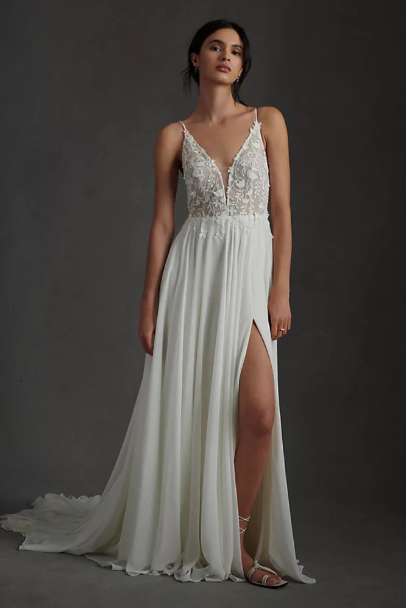 Wedding dress, anthropologie Jenny by Jenny Yoo Kelsey Chiffon & Lace V-Neck A-Line Wedding Gown, flowy princess beach wedding dress, outdoor garden wedding dress, bride wedding dress.

#LTKSeasonal #LTKstyletip #LTKwedding