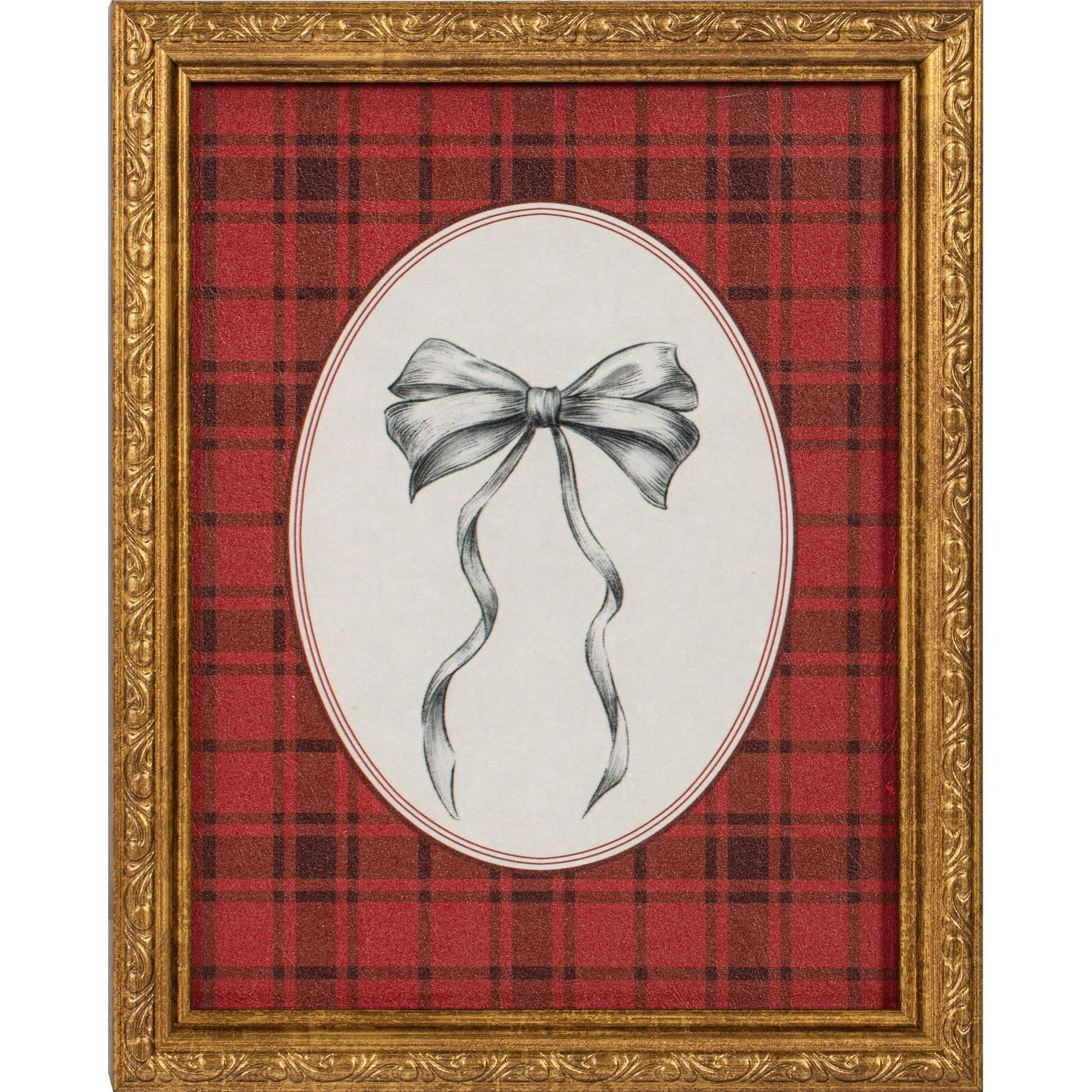 My Texas House Seasonal Bow Plaid Framed Holiday Wall Art 8x10 | Walmart (US)