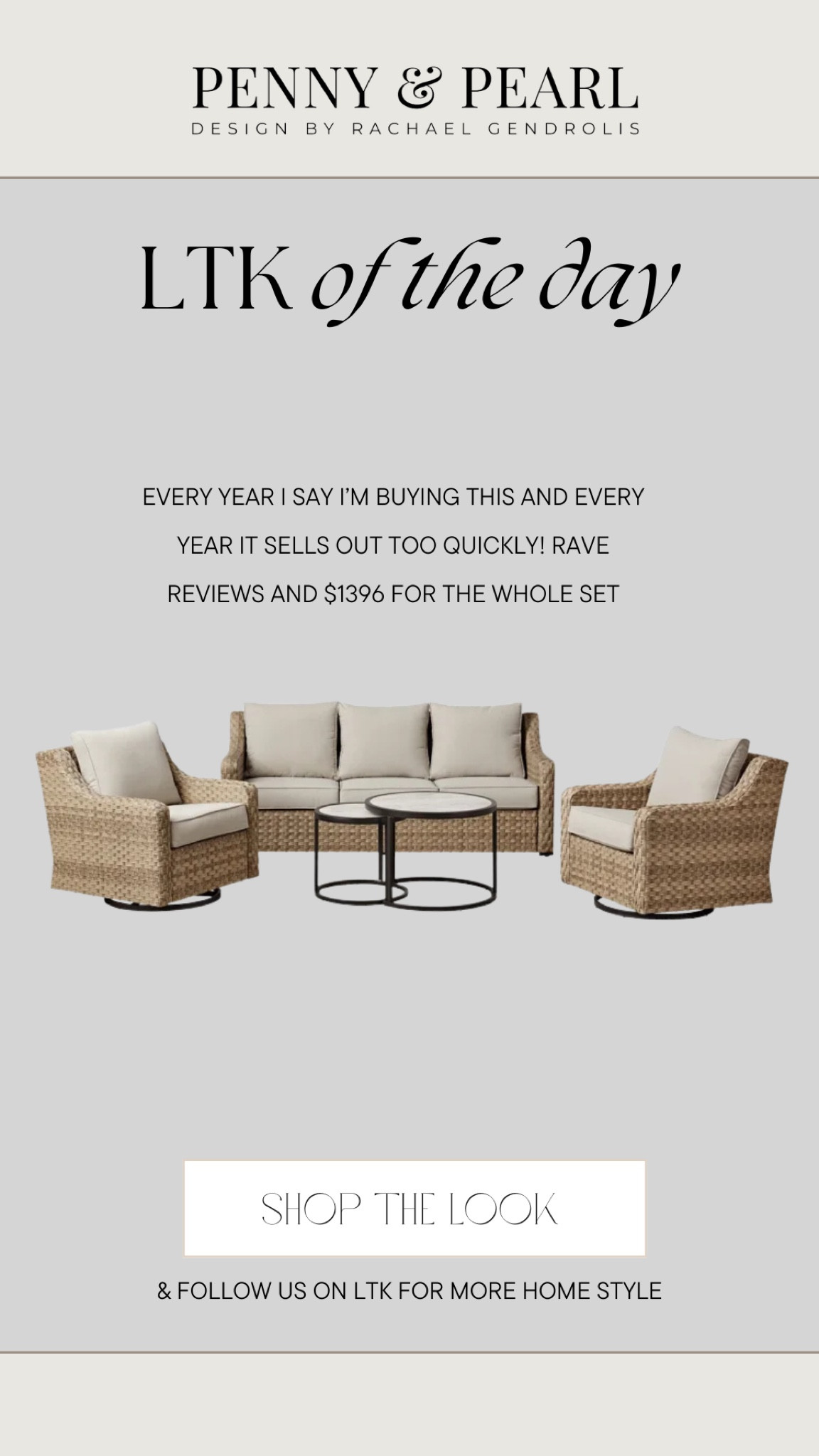 Every year i say i’m buying this patio set and every year it sells out too quickly! Rave reviews and $1396 for the whole set.

#LTKSaleAlert #LTKSeasonal #LTKHome