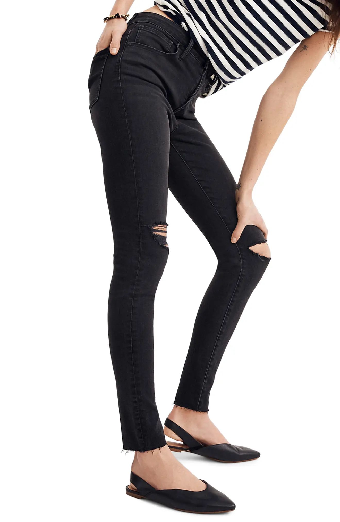 Madewell Curvy High Waist Skinny Jeans (Black Sea) | Nordstrom