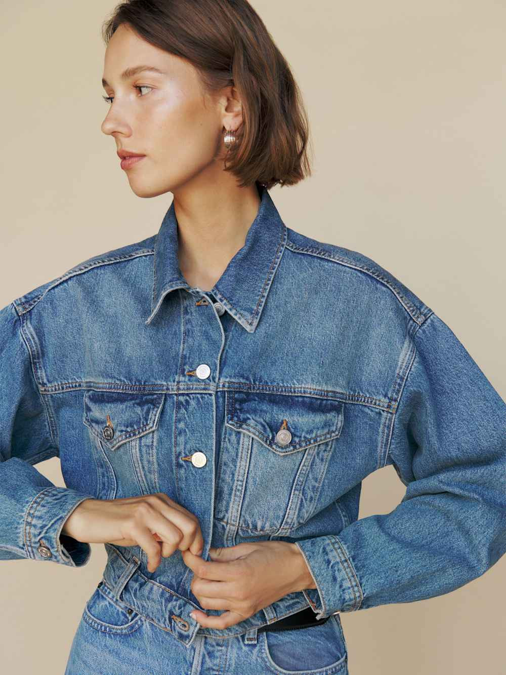 Jori Cropped Denim Jacket | Reformation (Global)