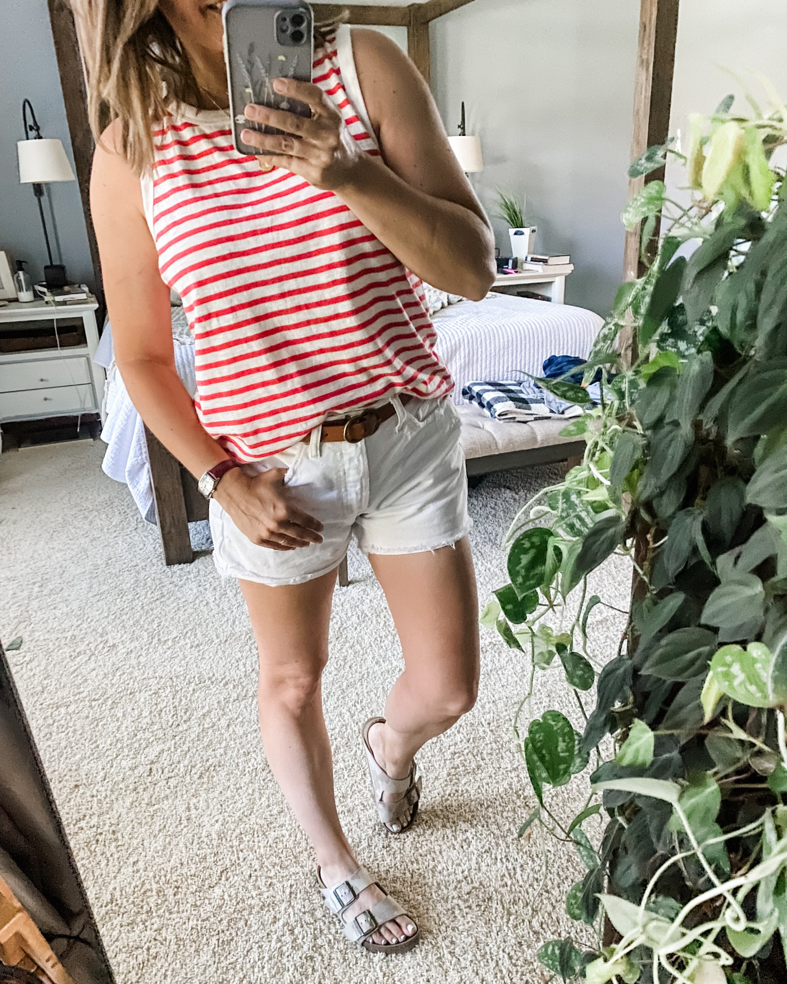 Rumor has it that red is the color of the summer. And while k can’t get behind solid red for my skin tone, I can for sure rock the red stripes.
Especially when it’s in a lightweight tank from my all time fave Evereve.
Soft, comfortable, flattering and fun, this striped look is going to be on repeat this season.
Loving the baggy 90s denim from Target too! 

#LTKOver40 #LTKFindsUnder50 #LTKSeasonal