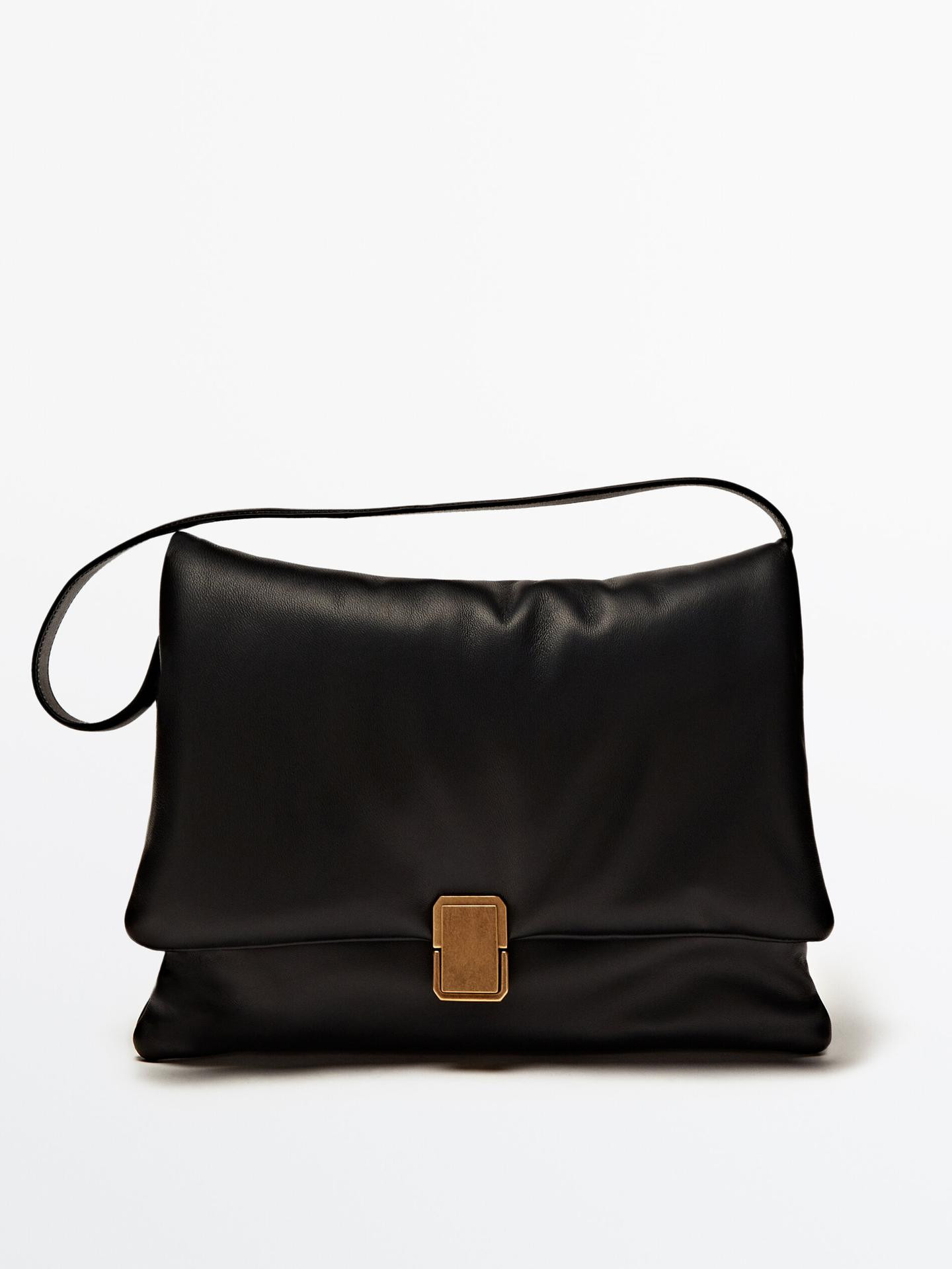 Padded nappa leather maxi shoulder bag | Massimo Dutti US