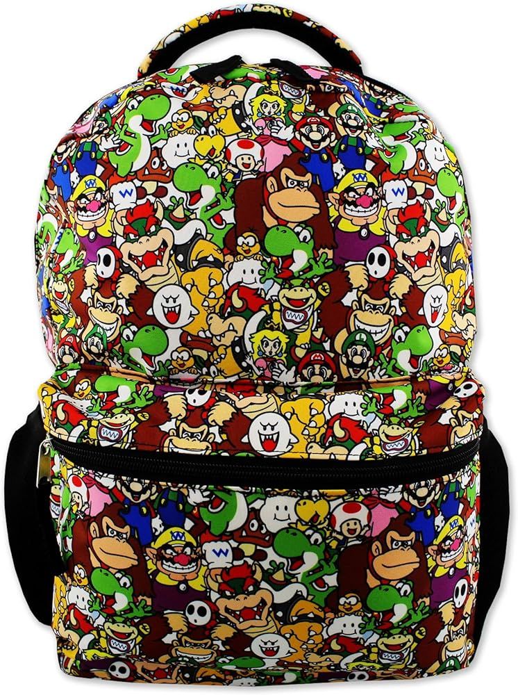 Nintendo Super Mario Brothers Boys Girls Teen 16" School Backpack (One Size, Black/Multi) | Amazon (US)