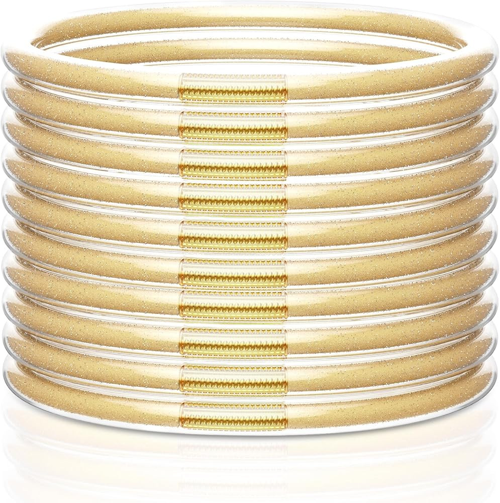 Glitter Jelly Bracelets, Soft Silicone Glitter Filled Jelly Bangles Bracelets Women- Sparkling Fa... | Amazon (US)