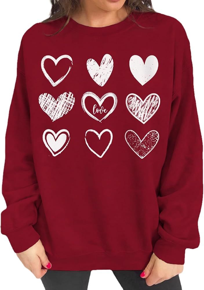 CM C&M WODRO Women Valentine's Day Heart Sweatshirt Romantic Love Letter Print Long Sleeve Shirt ... | Amazon (US)