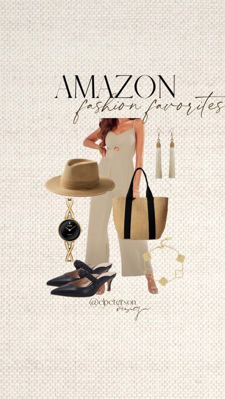 Amazon fashion 
Jumpsuit 
Hat 
Beach bag 
Shoes 
Sandals 
Watch 
Earrings


#LTKstyletip #LTKunder50 #LTKunder100