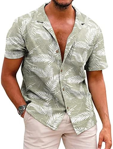 COOFANDY Men's Hawaiian Floral Shirts Cotton Linen Button Down Tropical Holiday Beach Shirts | Amazon (US)