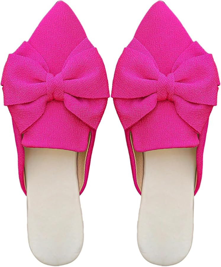 Verdusa Mules for Women Bow Dressy Pointed Toe Flat Shoes Backless Loafers Slide Sandals Casual S... | Amazon (US)