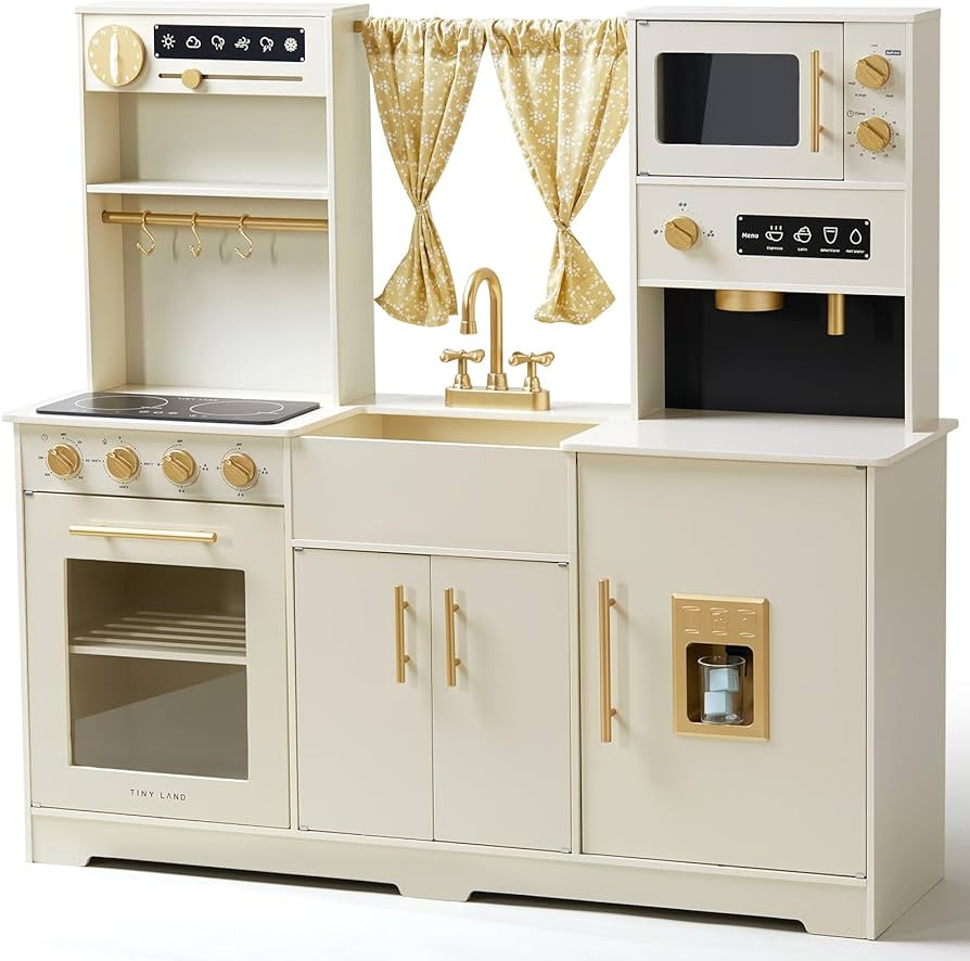 Tiny Land Play Kitchen for Kids, Toy Kitchen Set with Plenty of Play Features, New Modern Kids Wo... | Amazon (US)
