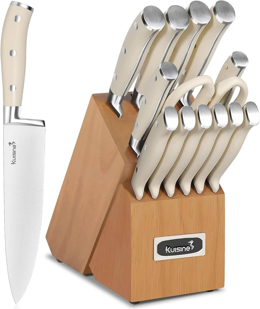 Kuisine Kitchen Chef Knife Block Set,High Carbon Stainless Steel Razor-Sharp Blade Ergonomic Hand... | Amazon (US)