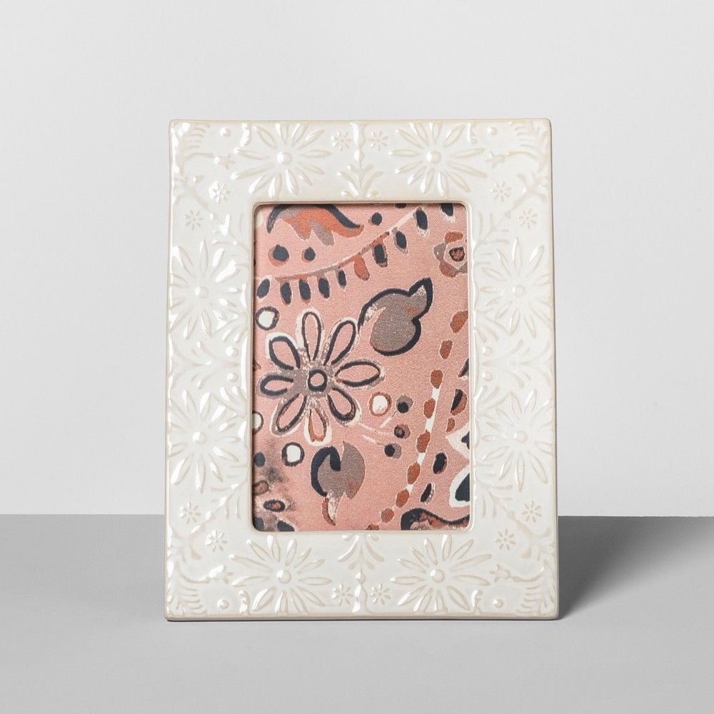 4"" x 6"" Embossed Ceramic Frame White - Opalhouse | Target