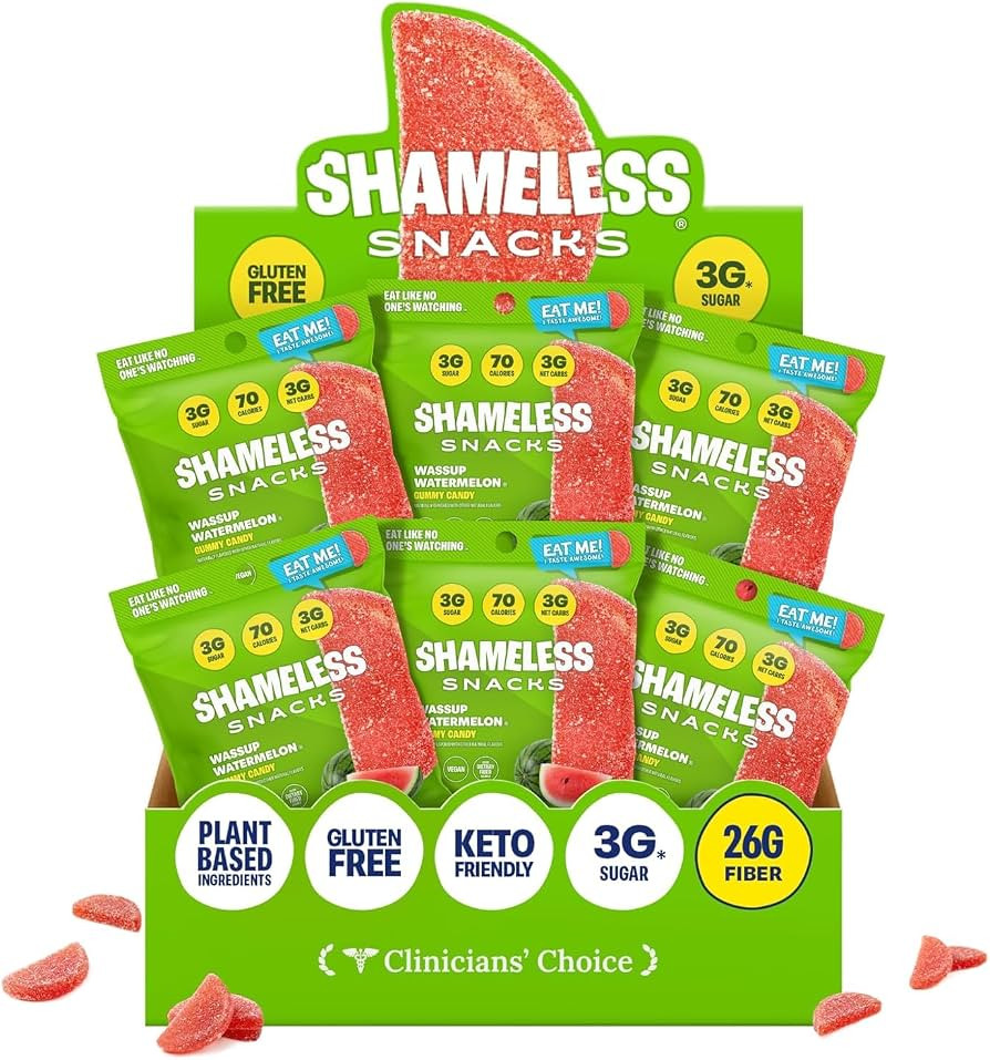Shameless Snacks Wassup Watermelon - Watermelon Candy, Gummy Candy & Fruit Snacks, Keto Snacks Lo... | Amazon (US)