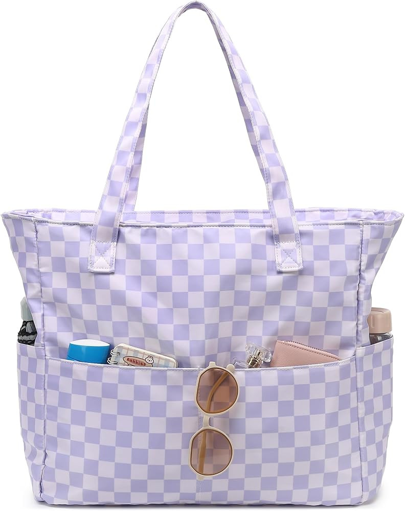 LEDAOU Large Beach Tote Bag Women Waterproof Sandproof Zipper Beach Tote Bag for Pool Gym Grocery... | Amazon (US)