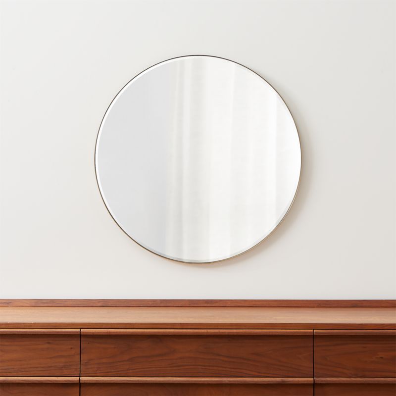 Edge Brass Round 30" Wall Mirror + Reviews | Crate & Barrel | Crate & Barrel
