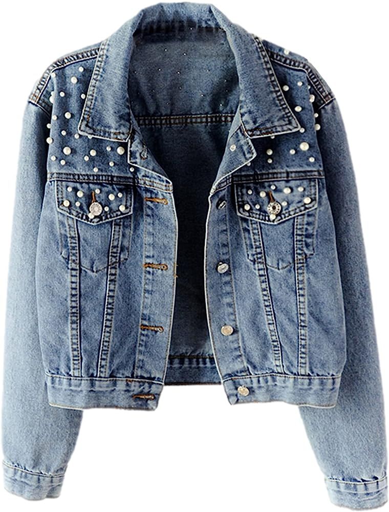 UANEO Womens Denim Ripped Distressed Button Down Mid Long Casual Jean Jackets | Amazon (US)