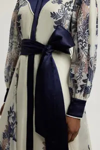 Petite Scarf Print Organdie And Satin Mix Maxi Dress | Karen Millen