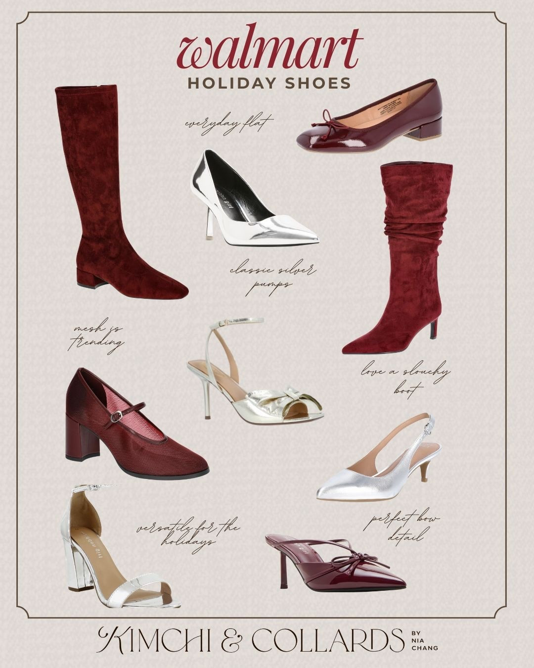 Walmart holiday shoes. I'm loving these knee high boots and silver heels for a holiday event. 

#LTKHoliday #LTKOver40 #LTKShoeCrush