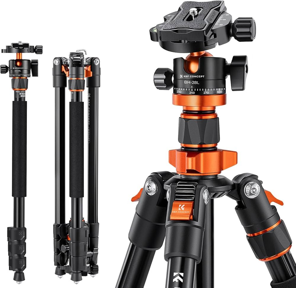 K&F Concept 78 inch Camera Tripod for DSLR Compact Aluminum Tripod with 360 Degree Ball Head and ... | Amazon (US)