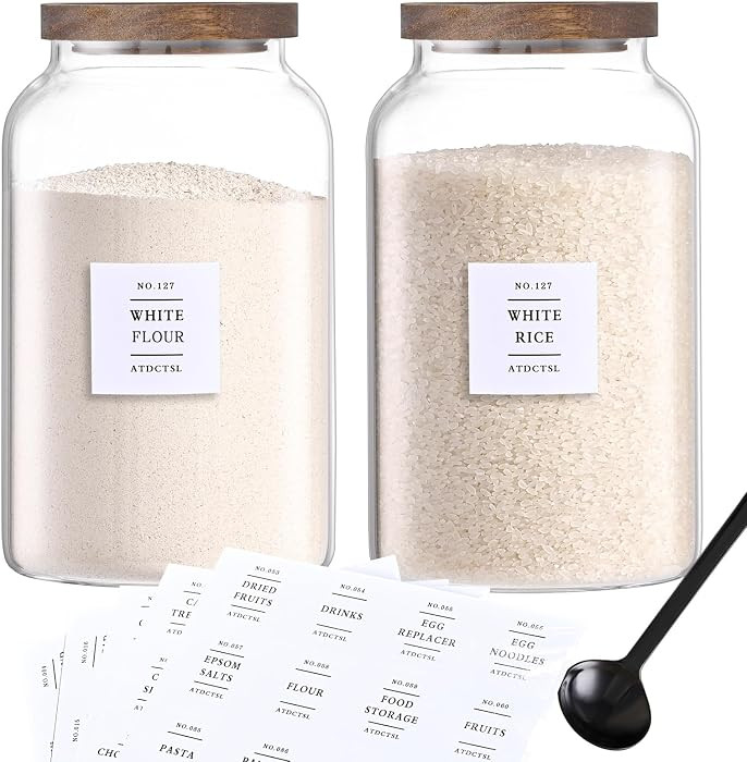2 Pack Large Glass Storage Jars with Airtight Bamboo Lids, 95 FL OZ/2800 ml, Perfect for Kitchen ... | Amazon (US)