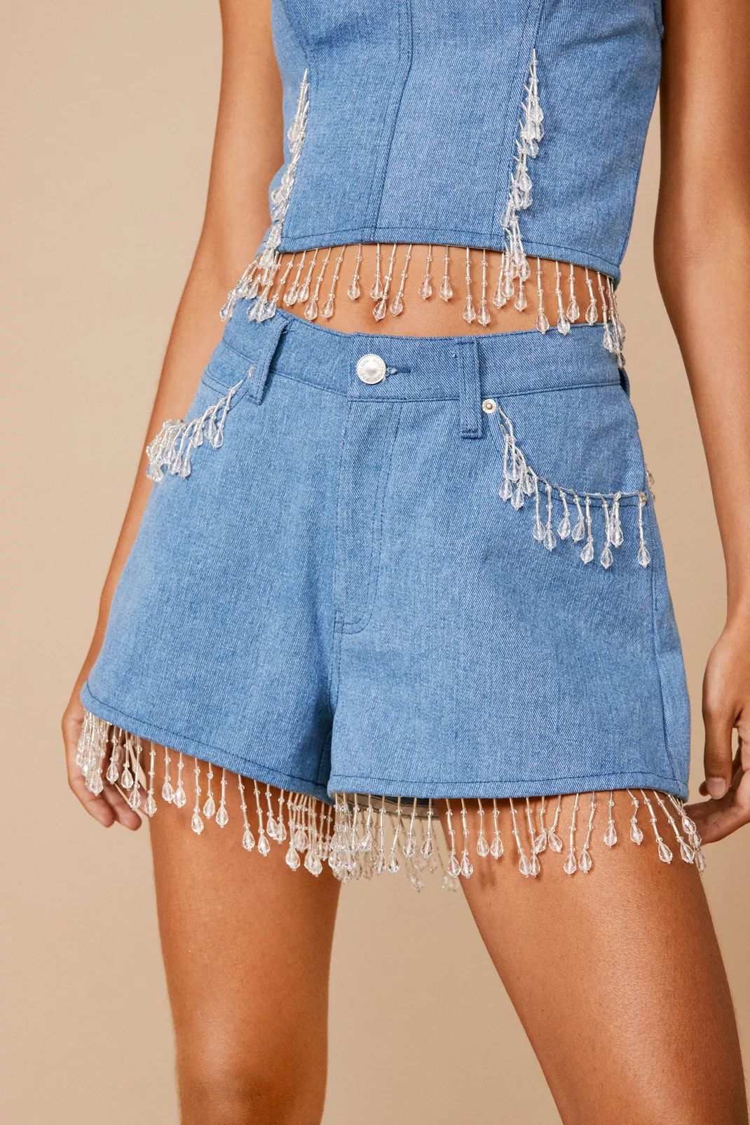 Premium Chandelier Embellished Denim Shorts | Nasty Gal (US)