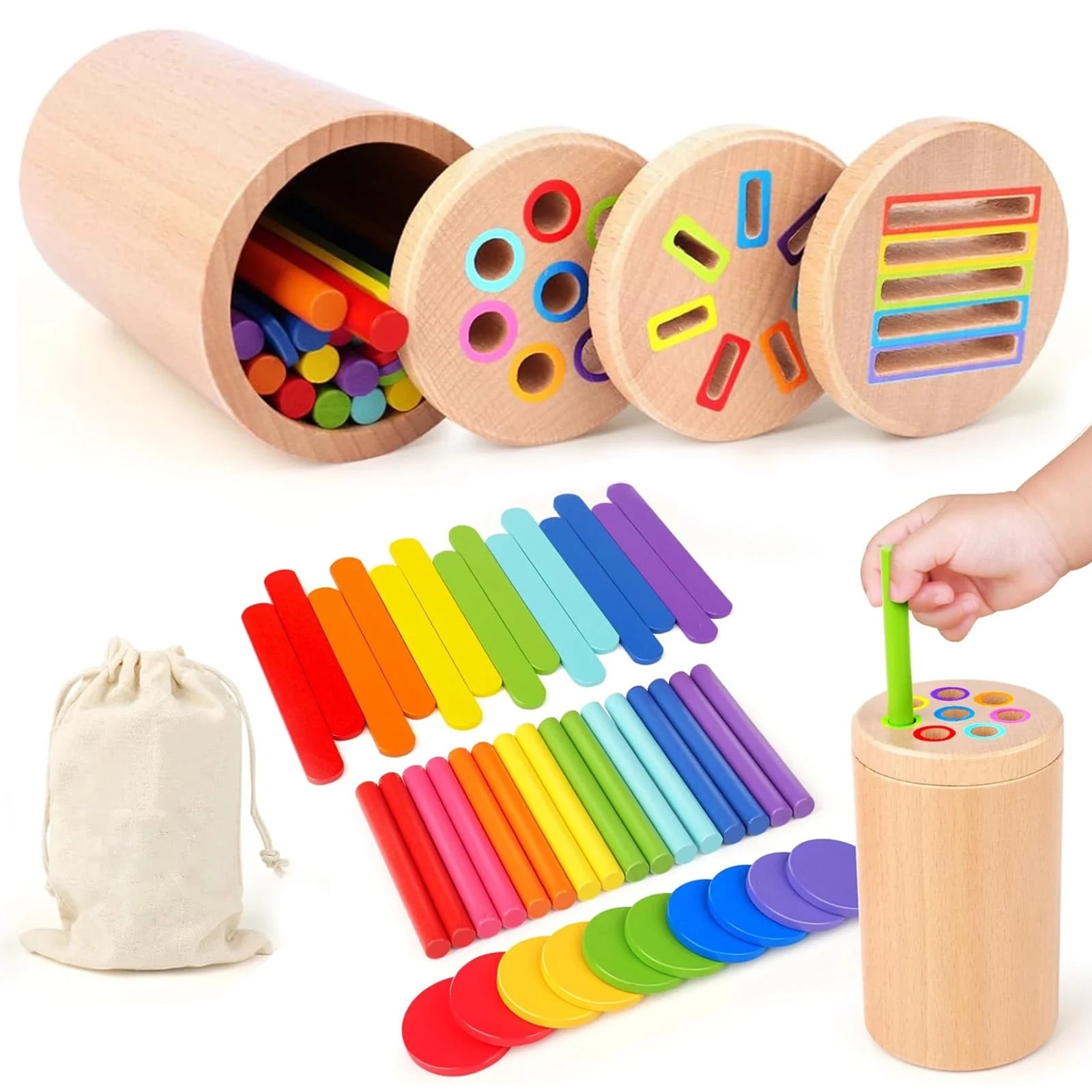 Montessori Toys for 2 3 4 Years Old Kids, 3 in 1 Educational Sensory Color Sorting Toys for Toddl... | Walmart (US)