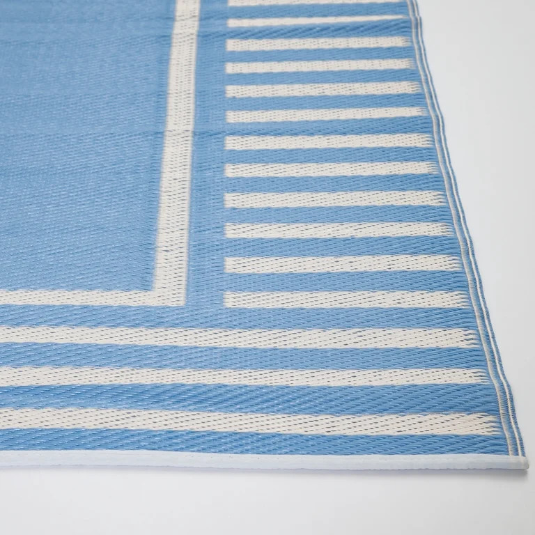 Mainstays Blue Border Stripe Plastic Outdoor Rug, 5'x7' | Walmart (US)