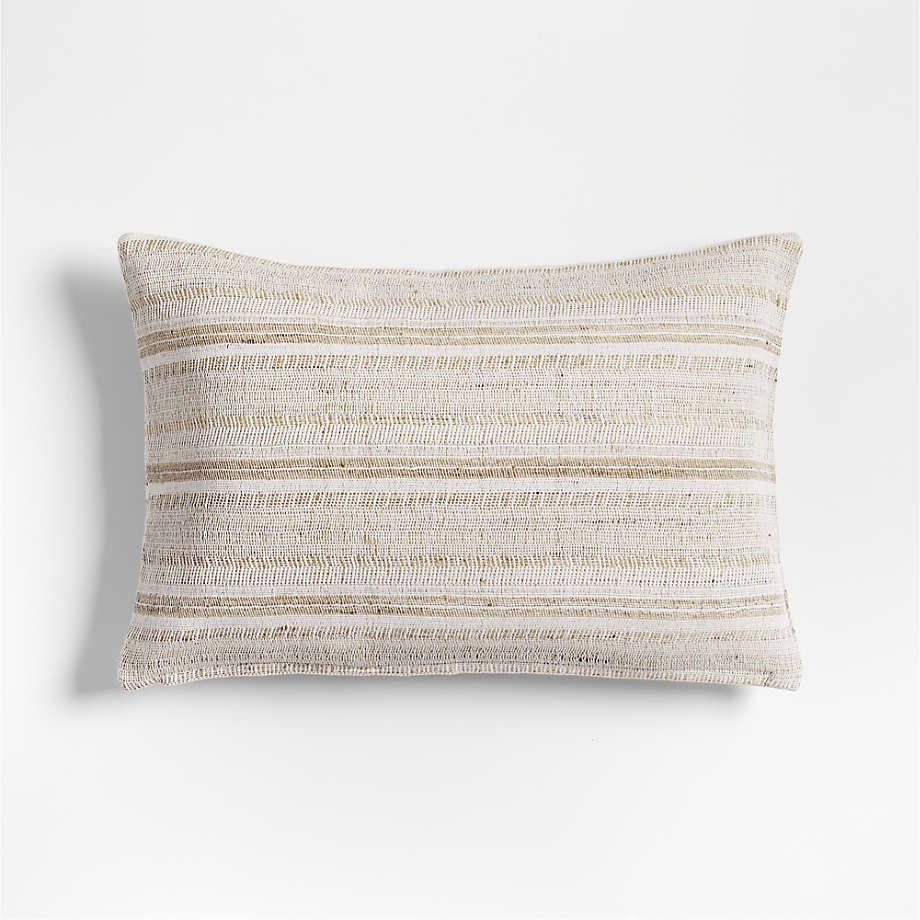 Vittoria Silk Blend Textured 24"x16" Calm Beige Throw Pillow Cover | Crate & Barrel