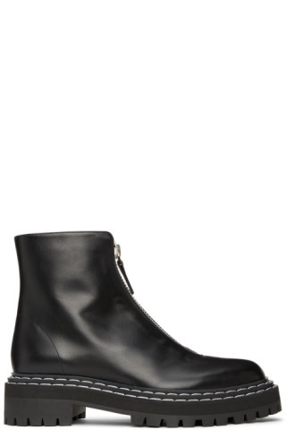 Proenza Schouler - Black Lug Sole Zip Ankle Boots | SSENSE