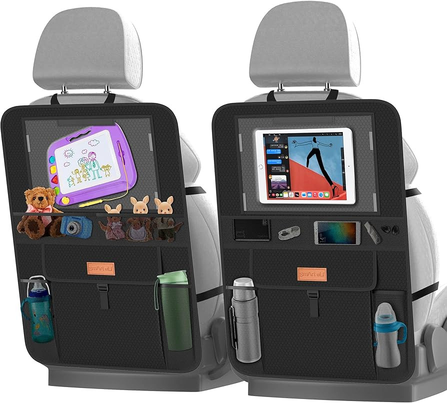 SMART ELF Backseat Car Organizer with iPad Holder + 6 Storage Pockets, Back Seat Protectors Kick ... | Amazon (US)
