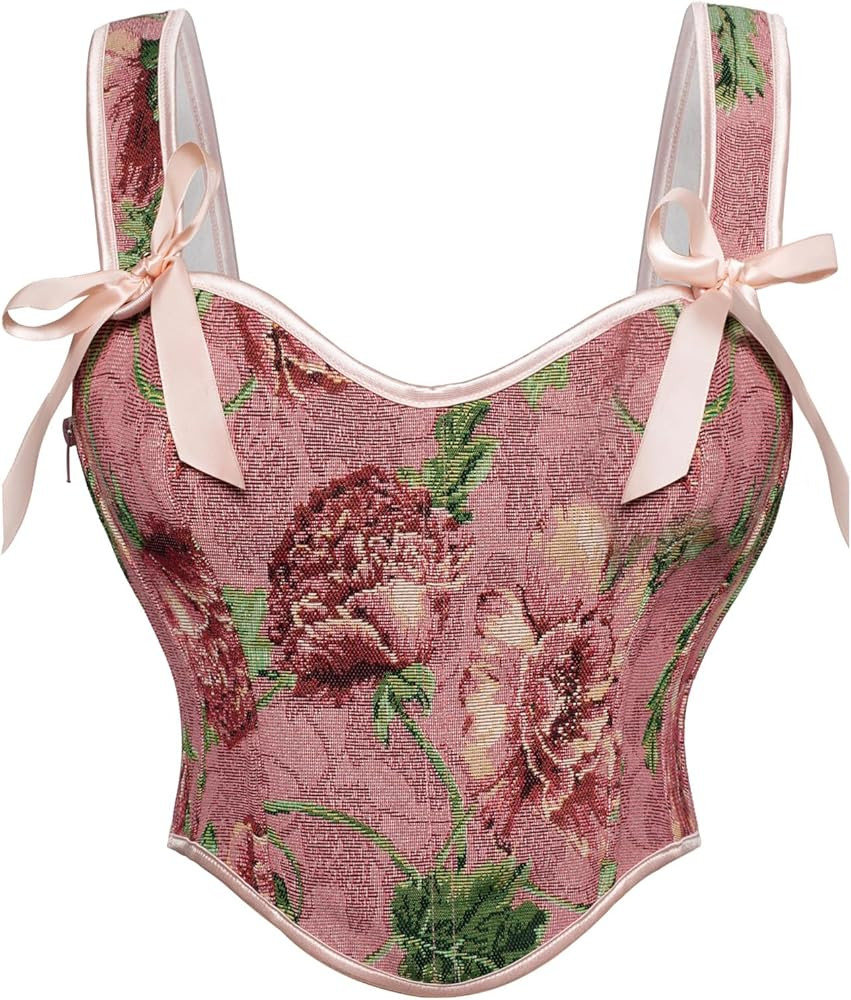 SCARLET DARKNESS Corset Tops for Women Sweetheart Neckline Floral Corset with Zipper Size 6-18 | Amazon (US)
