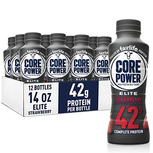 Core Power Elite High Protein Shake, Strawberry, 42g Bottle, 14oz, 12 Pack | Amazon (US)
