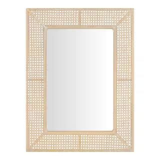 Medium Rectangle Natural Rattan and Cane Mirror (24 in. W x 32 in. H) | The Home Depot