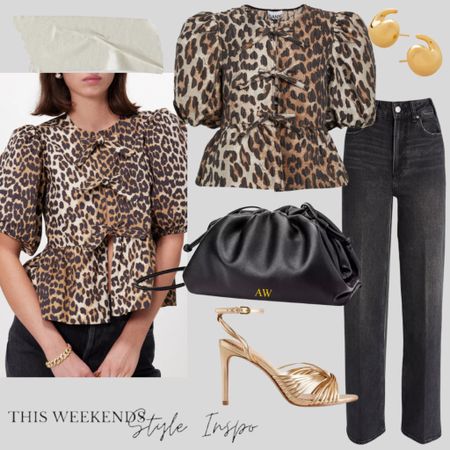 Evening look - With the Ganni leopard peplum bow top 

#LTKstyletip #LTKparties